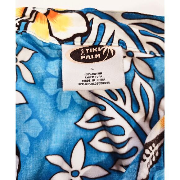 Tiki Palm Women’s Hawaiian Floral Wrap Skirt – Blue Tropical Cover-Up, Large - Picture 4 of 6